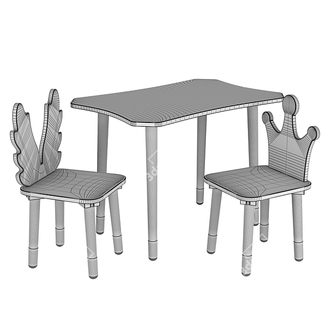 Dimdom Kids 3-Piece Children's Table and Chairs Set 3D model image 2