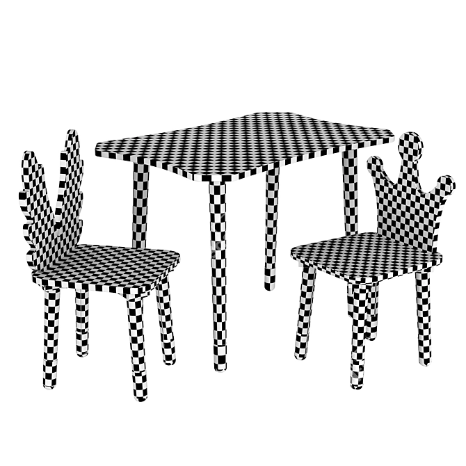 Dimdom Kids 3-Piece Children's Table and Chairs Set 3D model image 3