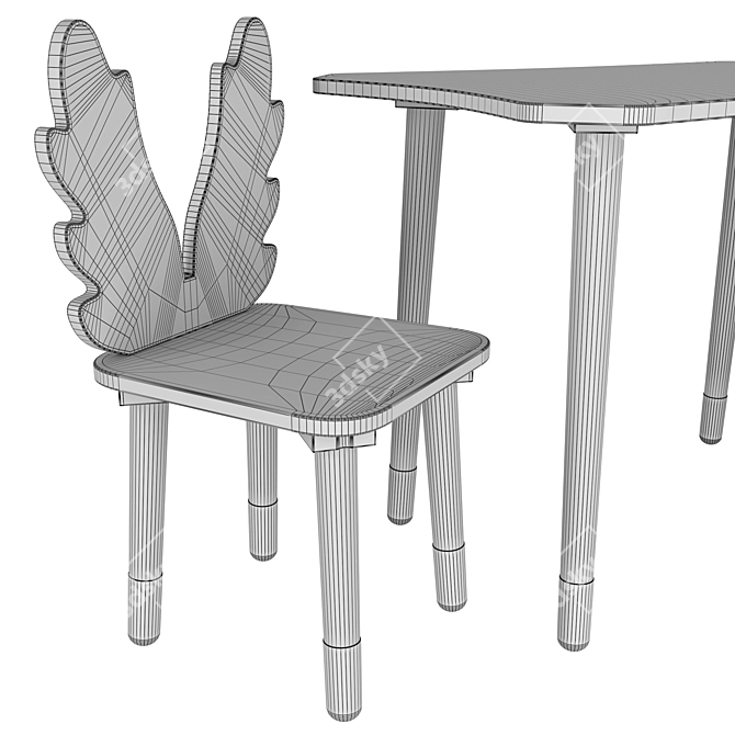 Dimdom Kids 3-Piece Children's Table and Chairs Set 3D model image 5