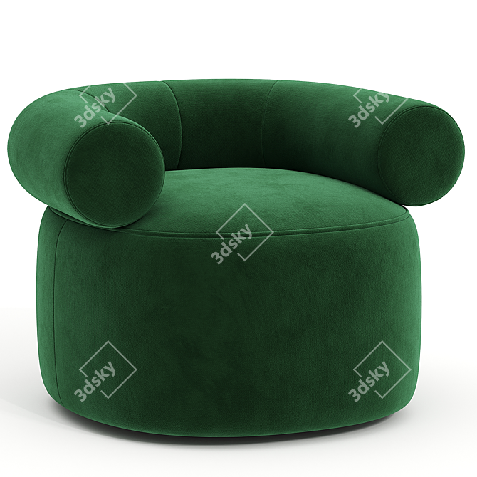 Plush Comfort Armchair 3D Model 3D model image 2