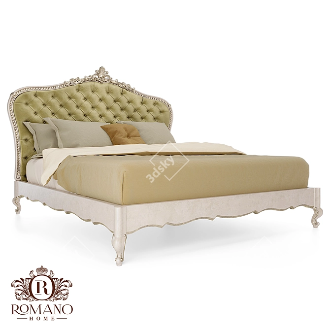 Handcrafted Baroque Bed Nika 3D model image 1