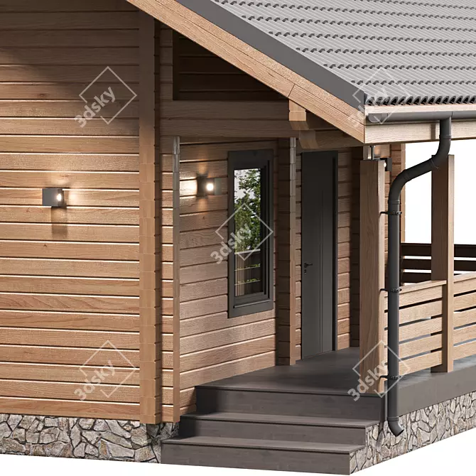 Modern Wooden House with Panoramic Views 3D model image 4