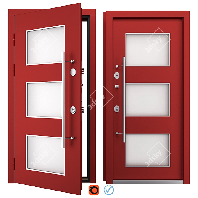 Premium Aluminum Entry Door Nova_027 3D model image 1