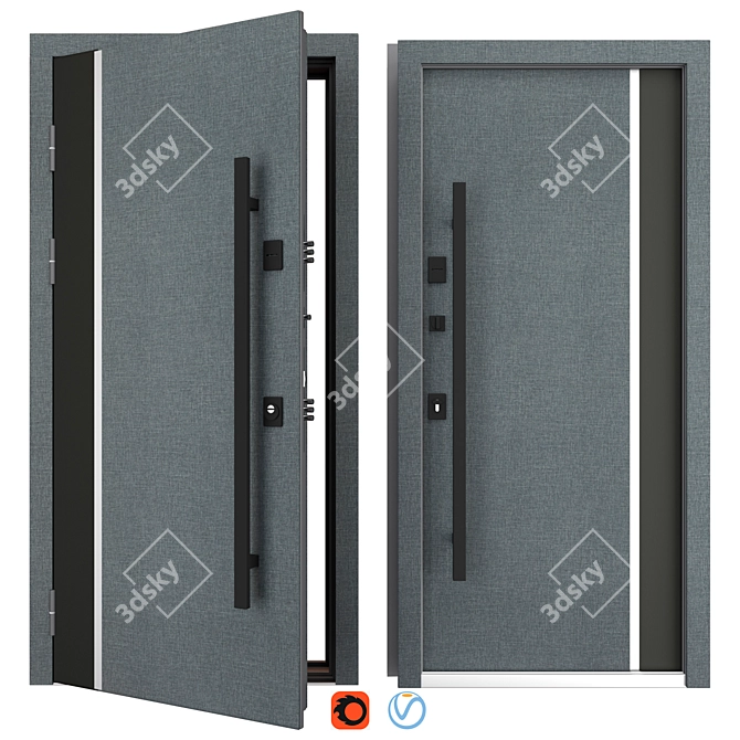 Modern Aluminum Entry Door Nova013 3D model image 1