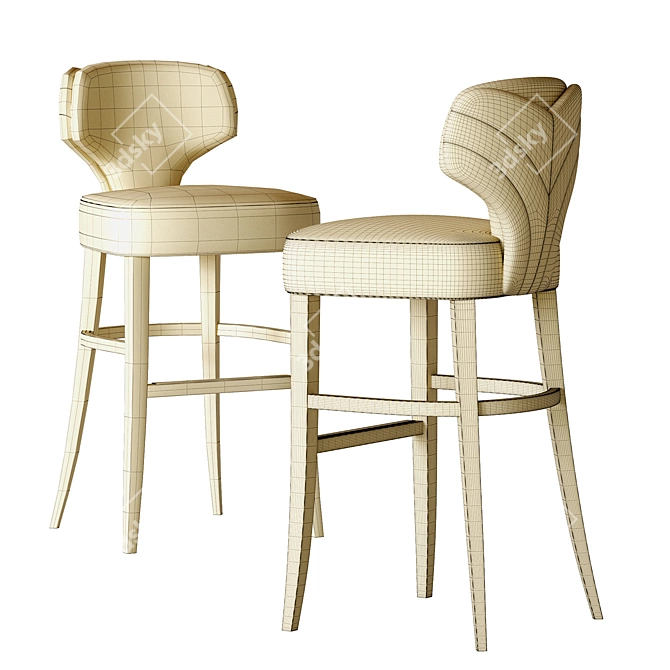Sleek Modern Melody Bar Stool 3D model image 3
