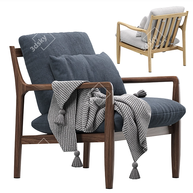 Modern Linen Rocking Armchair 3D model image 5