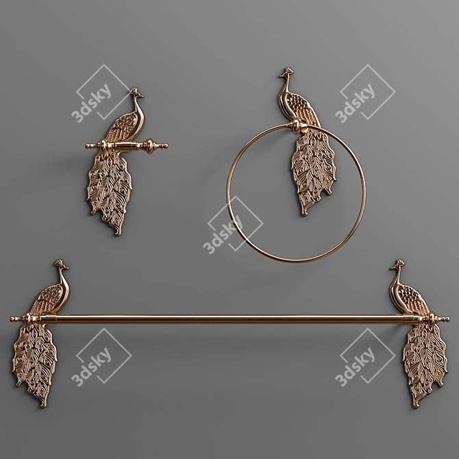 Elegant Ida Peacock Bathroom Set 3D model image 4