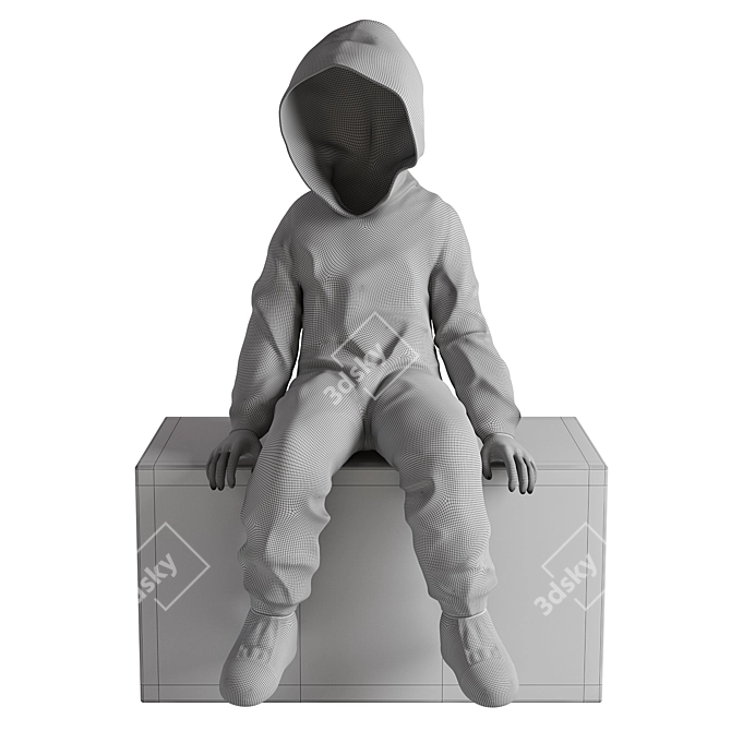 Seated Man Figure Sculpture 36cm 3D model image 4