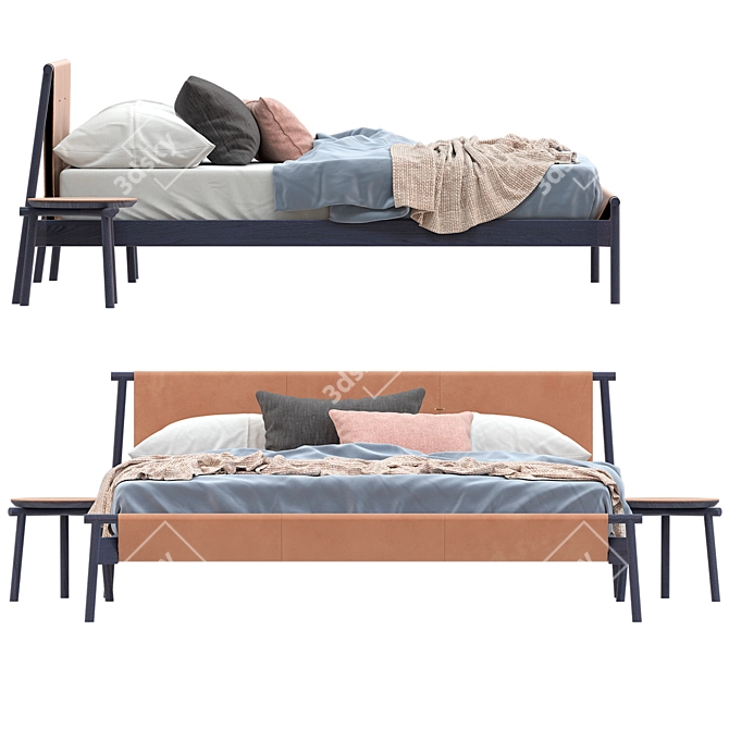 Bolzan Jack-e Bed & Nightstand 3D model image 4