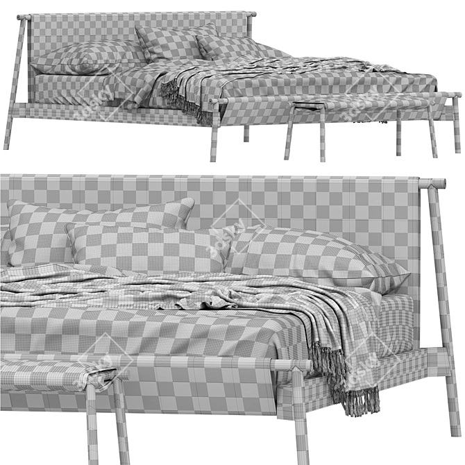 Bolzan Jack-e Bed & Nightstand 3D model image 7