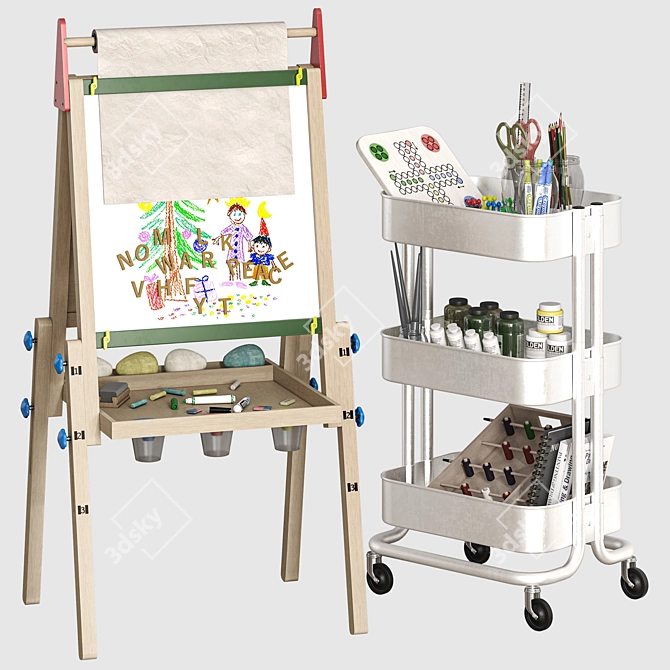 Kids Easel & Raskog Station 3D model image 1