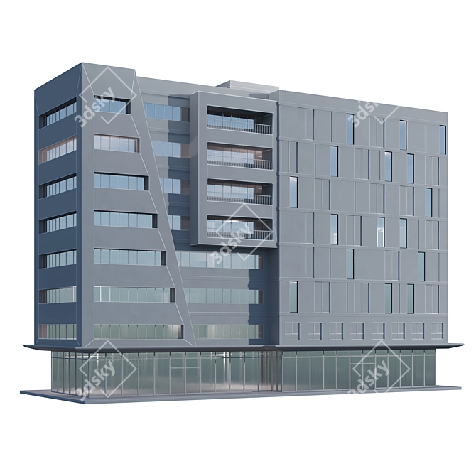 Modern Apartment Building 3D Model 3D model image 6