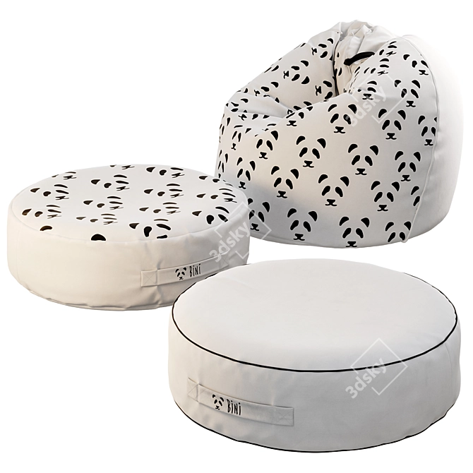 BINI Pandas Kids Pouf Set 3D model image 1