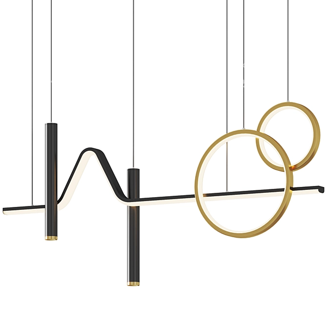 Sleek Dimmable Chandelier Pendant Light 3D model image 1