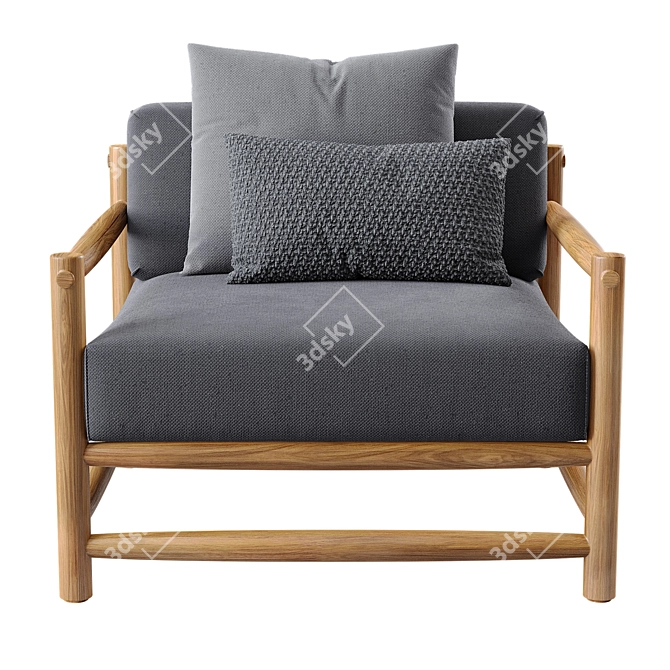 Swedish Modern Outdoor Lounge Chair 3D model image 2