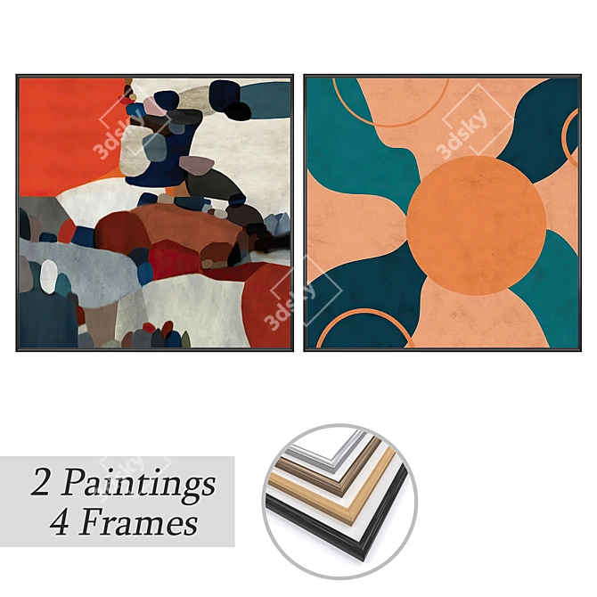 Wall Art Set with Frames 3D model image 1