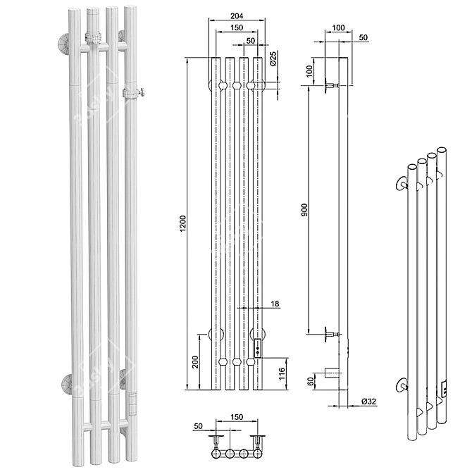 Electric Towel Warmer Penelope 3D model image 4