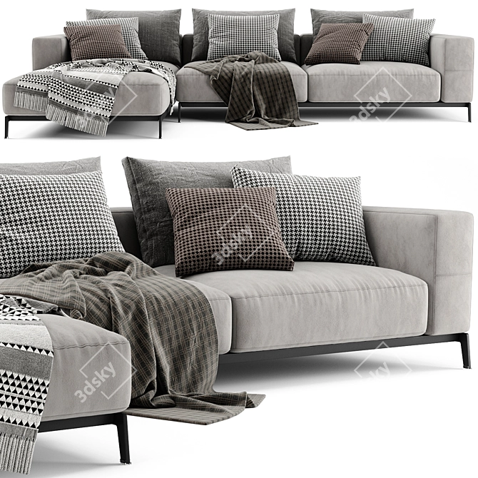 Flexform Ettore Chaise Longue 3: Versatile Vray Sofa 3D model image 2