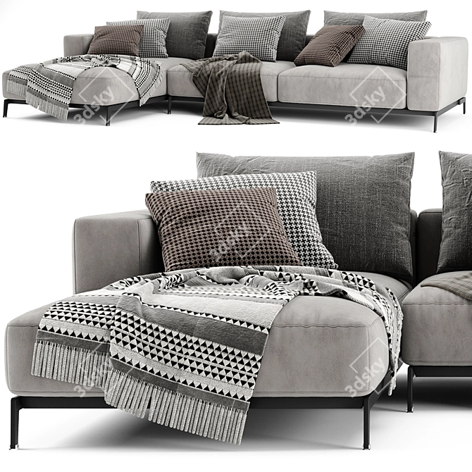 Flexform Ettore Chaise Longue 3: Versatile Vray Sofa 3D model image 3