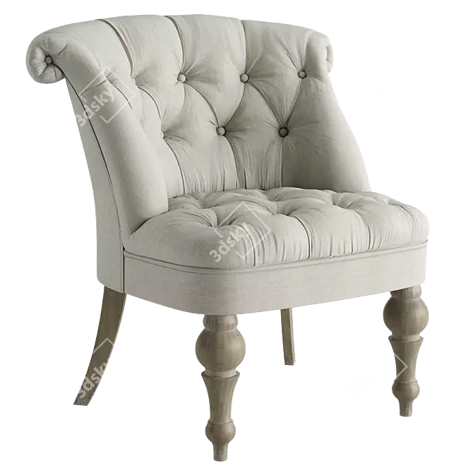 French Countryside Style Wooden Armchair 3D model image 1