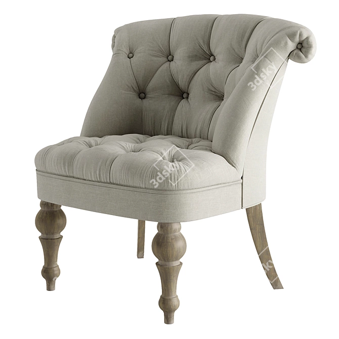 French Countryside Style Wooden Armchair 3D model image 4