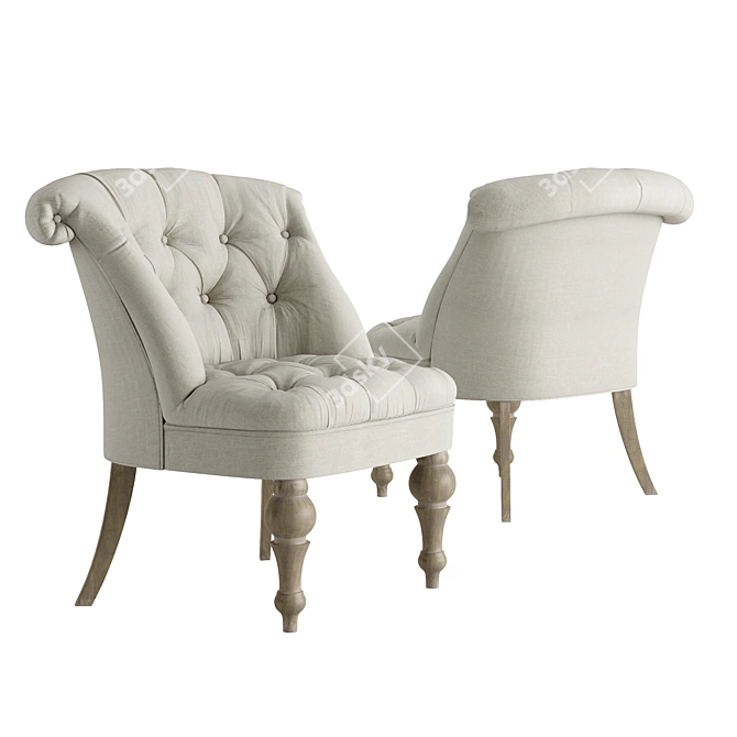 French Countryside Style Wooden Armchair 3D model image 6