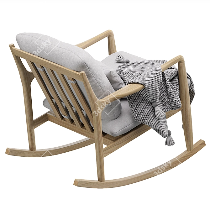 Dilma Linen Rocking Armchair - Stylish Comfort 3D model image 2