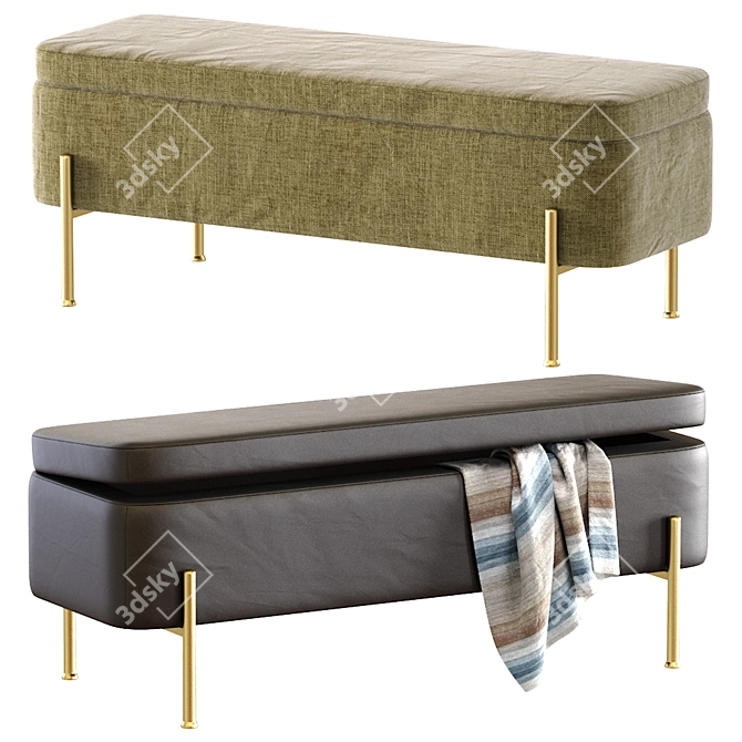 Elegant Gray Boleyn Bench 3D model image 2