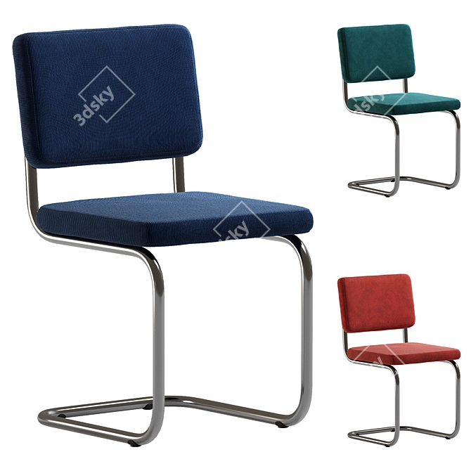 Retro Velvet Metal Chair Set 3D model image 1