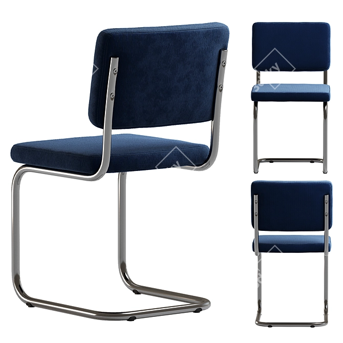 Retro Velvet Metal Chair Set 3D model image 2