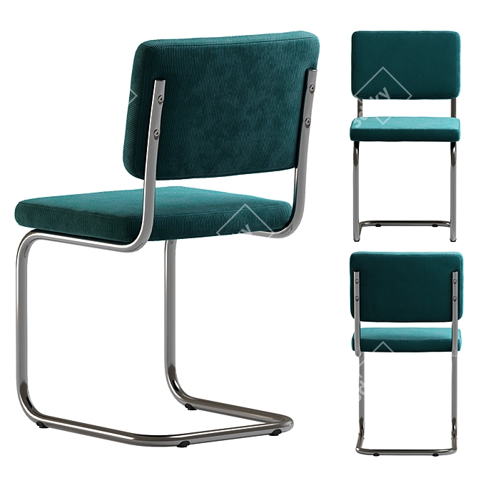 Retro Velvet Metal Chair Set 3D model image 3