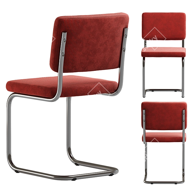 Retro Velvet Metal Chair Set 3D model image 4