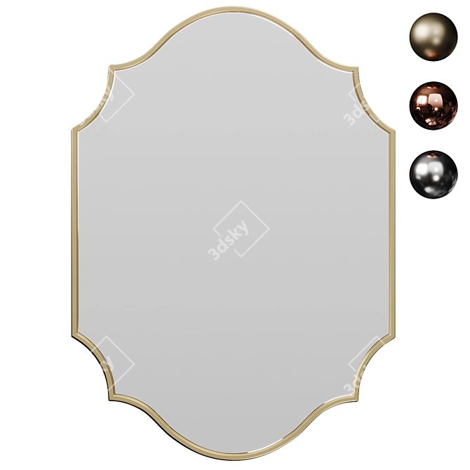 Glamorous Oval Wall Mirror Gold 3D model image 1