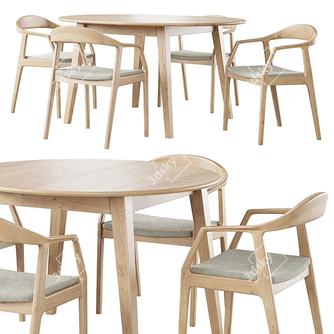 Nordic Style Dining Set 3D model image 1