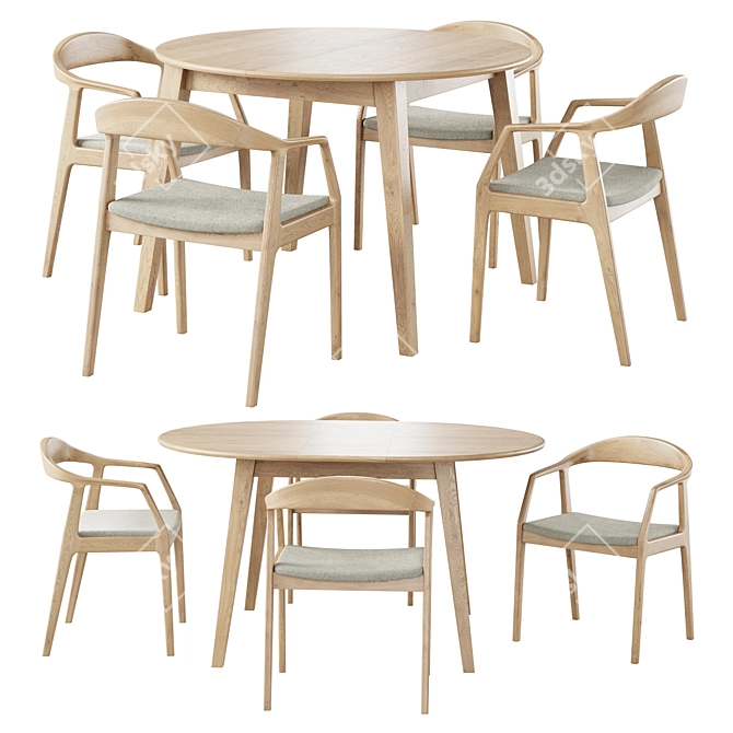 Nordic Style Dining Set 3D model image 2