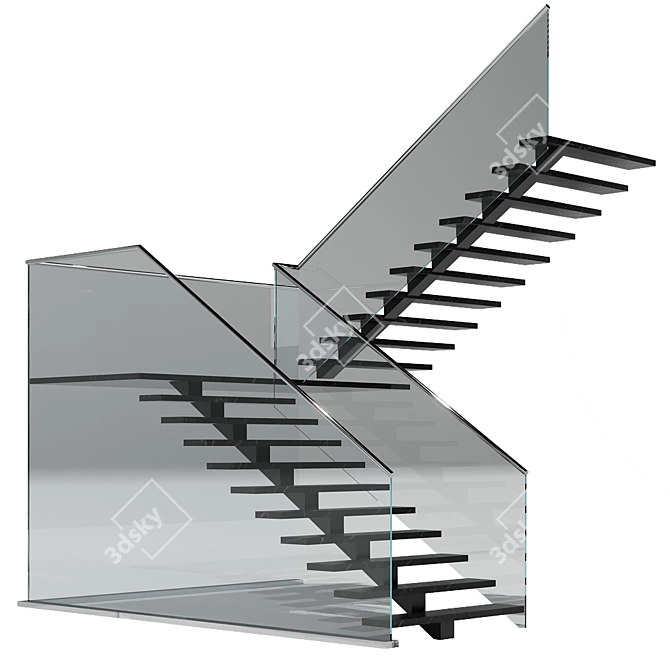 Minimalist 3D Stair Model 3D model image 3