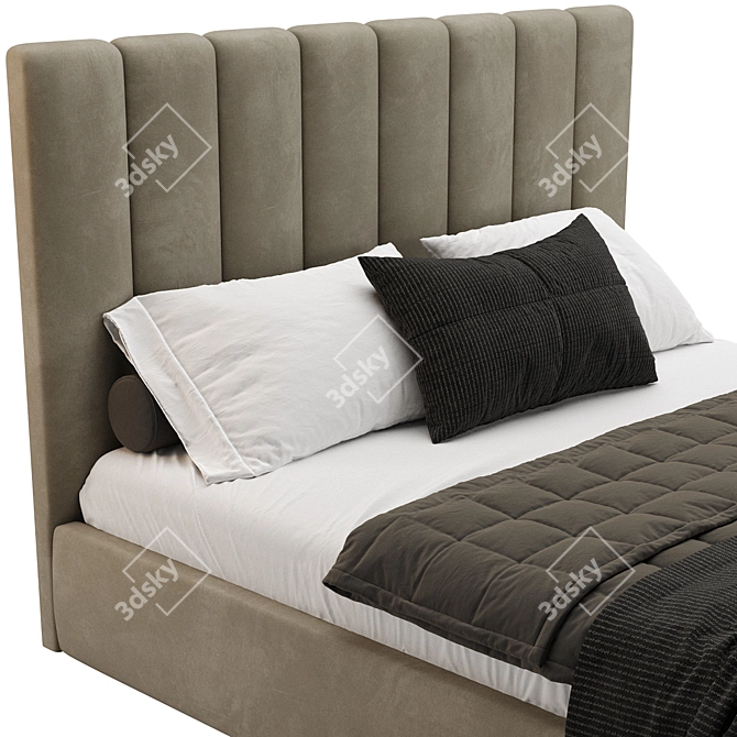 Elegant Wood Soft Bed Frame 3D model image 2