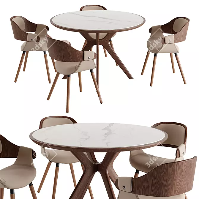 Tango Marble Dining Set Jody 3D model image 1