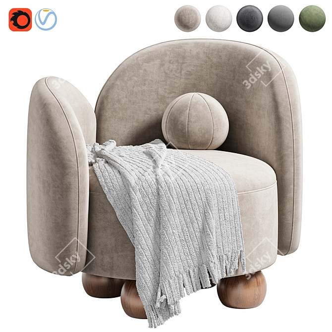 Stylish Manon Armchair by Nohohome 3D model image 1