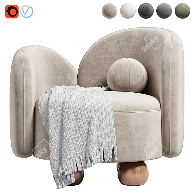 Stylish Manon Armchair by Nohohome 3D model image 2