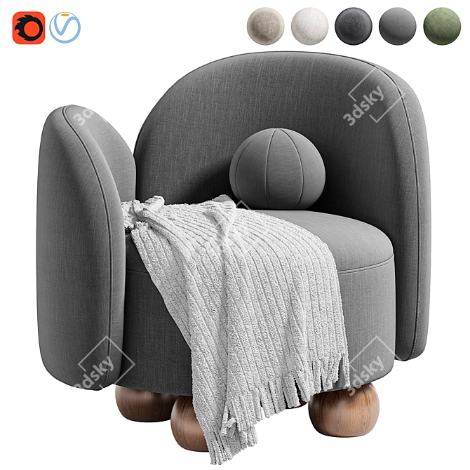 Stylish Manon Armchair by Nohohome 3D model image 6