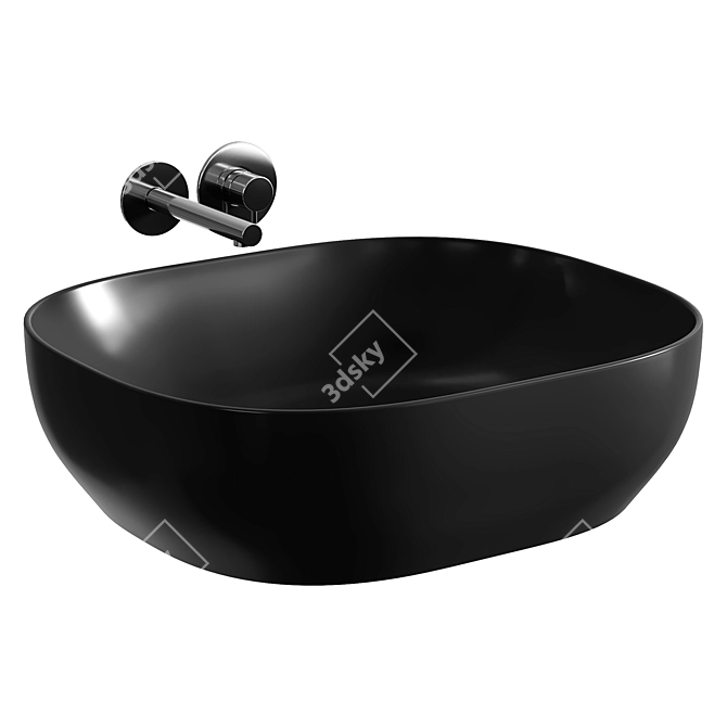  Sleek VitrA Matt Black Washbasin 3D model image 2