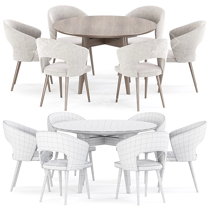 Modern 7-Piece Dining Set 3D model image 4