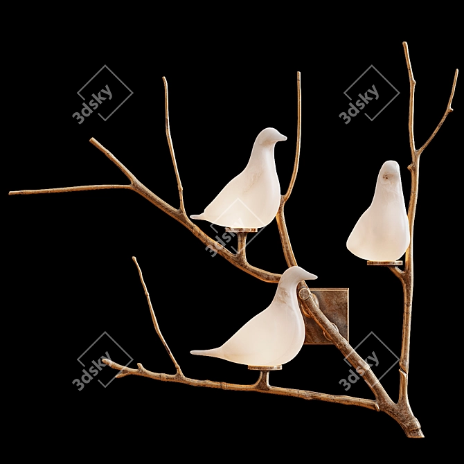 Poetic Alabaster Bird Wall Lights 3D model image 2
