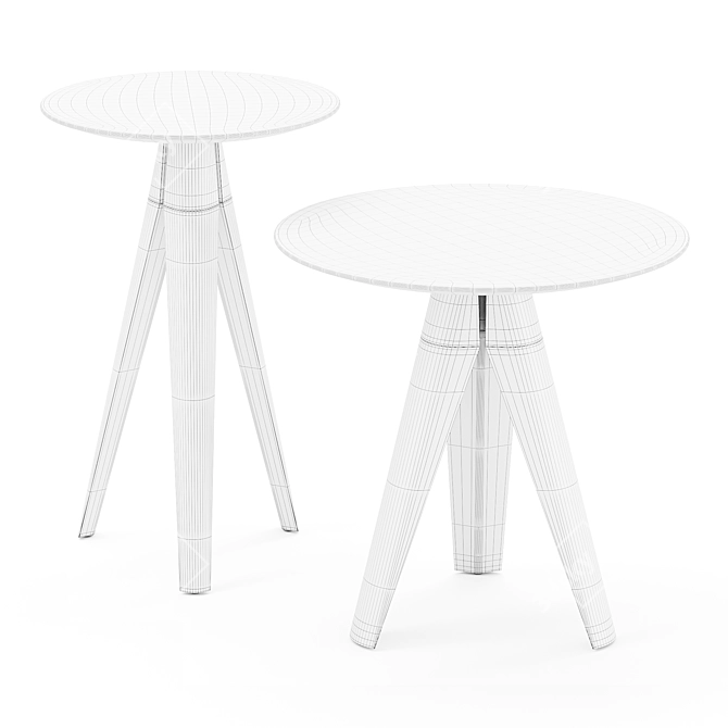 Luna Modern Side Table Set 3D model image 2
