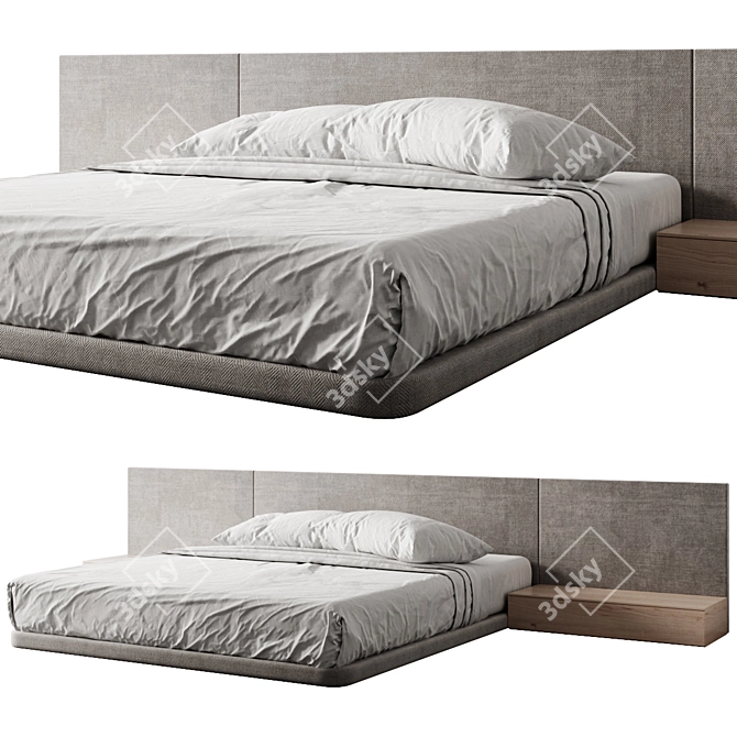 Modern Bed Frame with Specifications 3D model image 1
