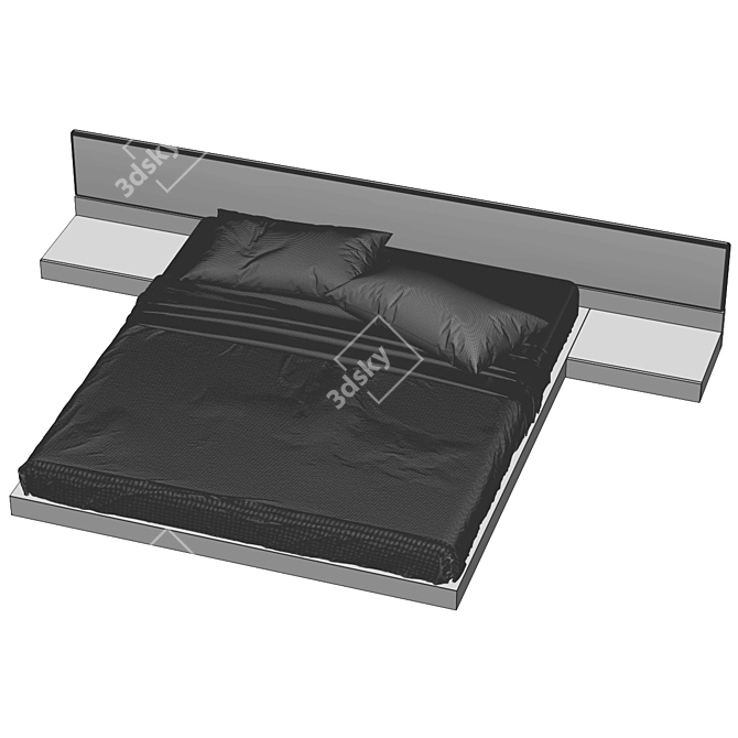 Modern Bed Frame with Specifications 3D model image 5