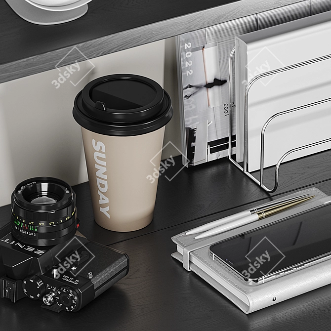 Compact Balcony Home Office Setup 3D model image 17