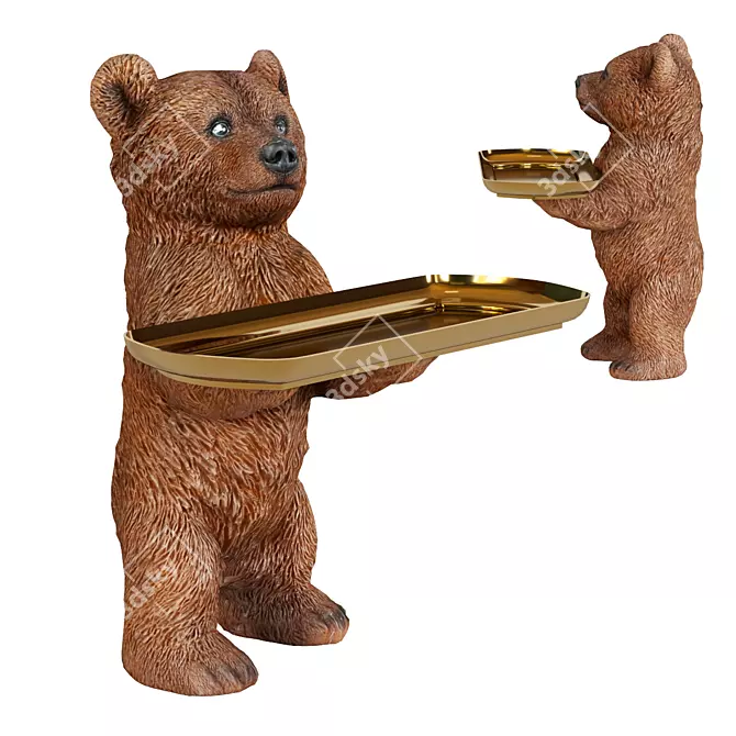 Elegant Bear Butler Figurine 3D model image 1