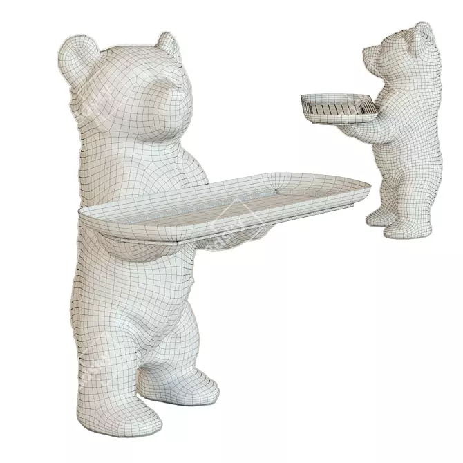 Elegant Bear Butler Figurine 3D model image 2